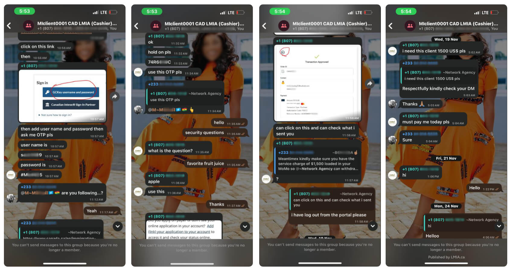 Screenshot of an LMIA scam 